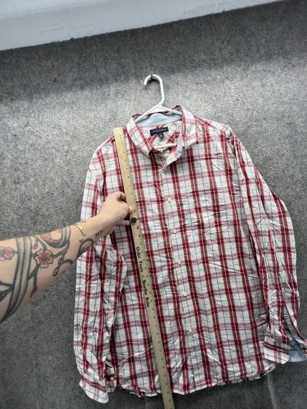 Banana Republic Shirt Men XL Red Plaid Long Sleeve Button Up Cotton Casual